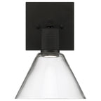 Port Nine Martini LED Wall Sconce, Matte Black / Clear Glass / 9W