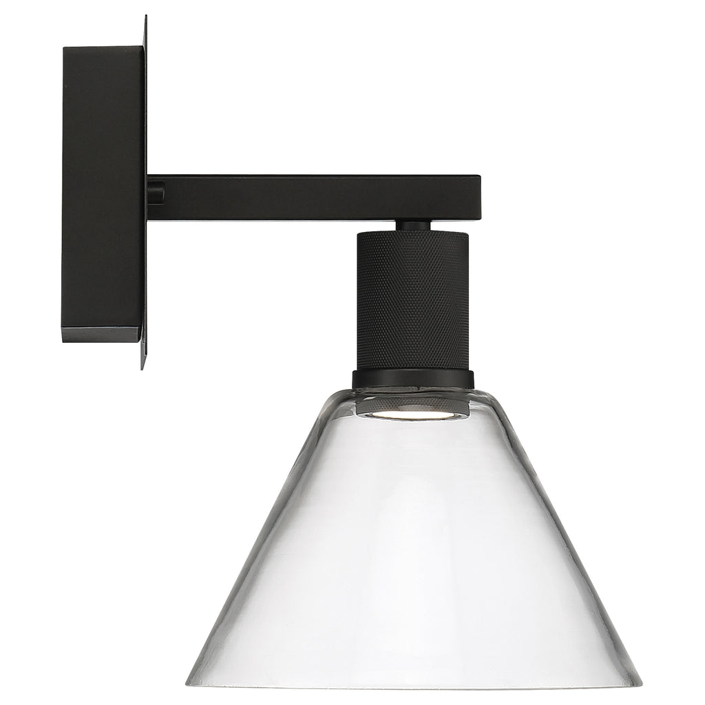 Port Nine Martini LED Wall Sconce, Matte Black / Clear Glass / 9W