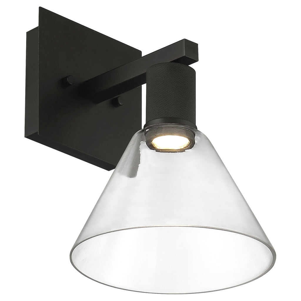 Port Nine Martini LED Wall Sconce, Matte Black / Clear Glass / 9W