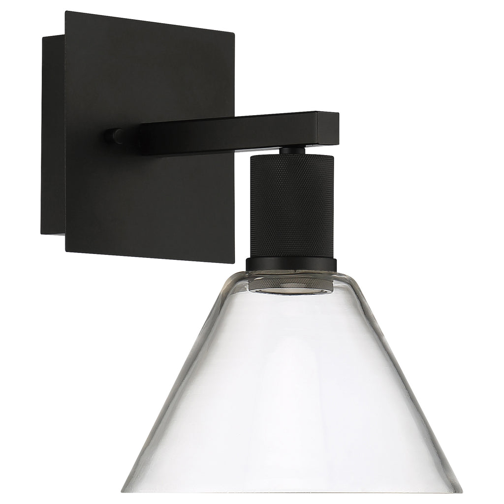 Port Nine Martini LED Wall Sconce, Matte Black / Clear Glass / 9W
