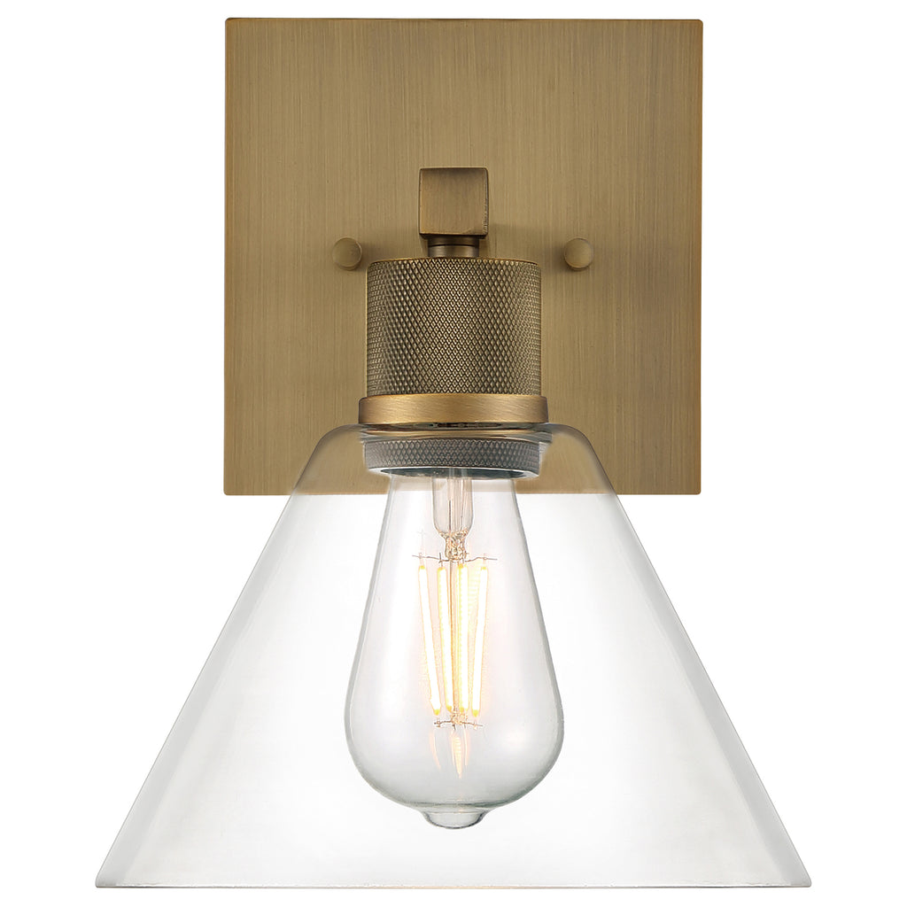Port Nine Martini LED Wall Sconce, Antique Brushed Brass / Clear Glass / 7W