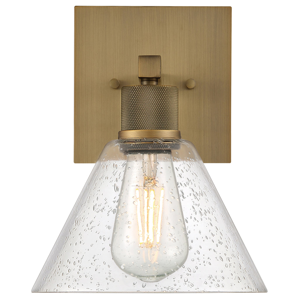 Port Nine Martini LED Wall Sconce, Antique Brushed Brass / Seeded Glass / 7W