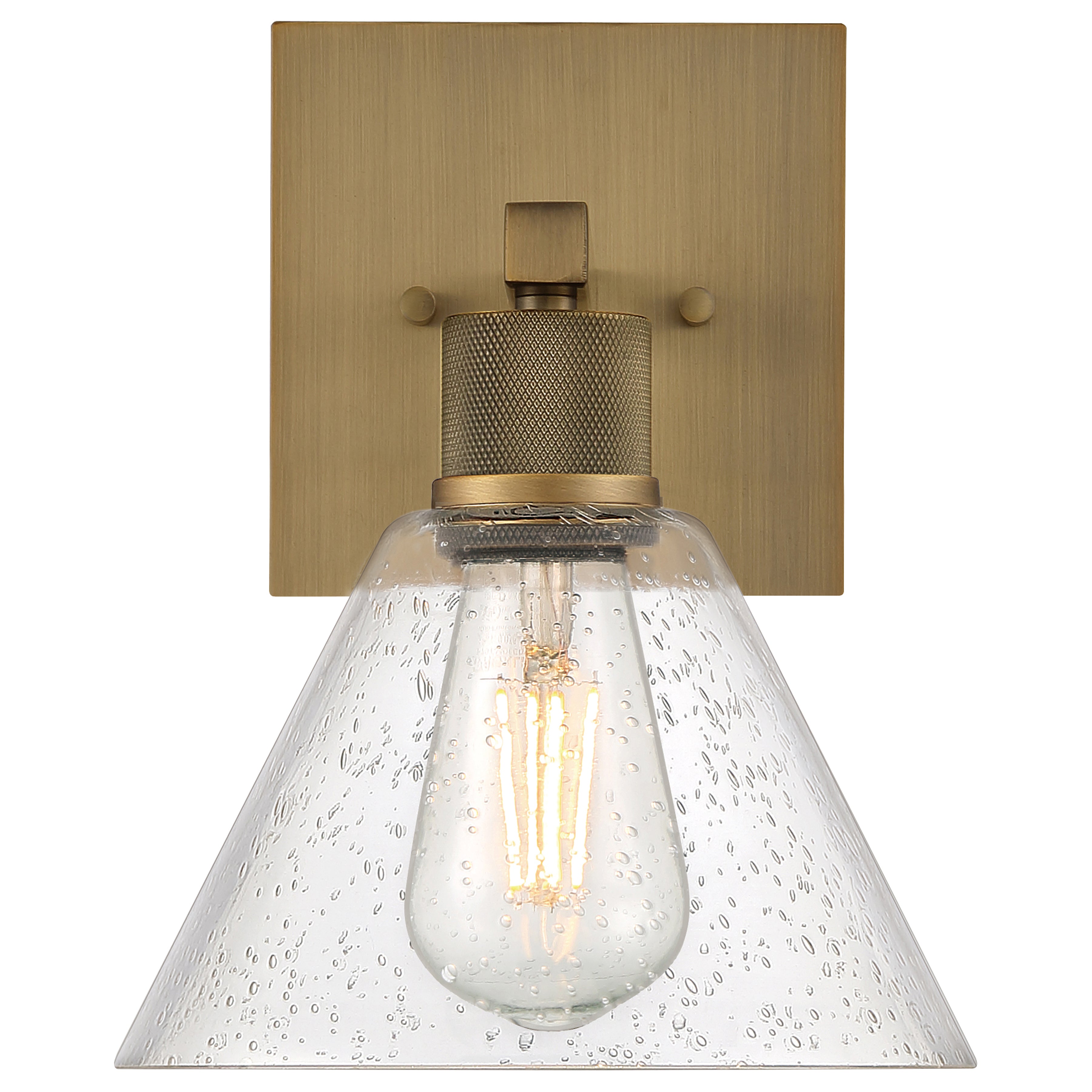 Port Nine Martini LED Wall Sconce, Antique Brushed Brass / Seeded Glass / 7W