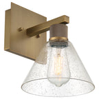 Port Nine Martini LED Wall Sconce, Antique Brushed Brass / Seeded Glass / 7W