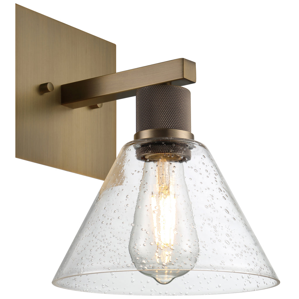 Port Nine Martini LED Wall Sconce, Antique Brushed Brass / Seeded Glass / 7W