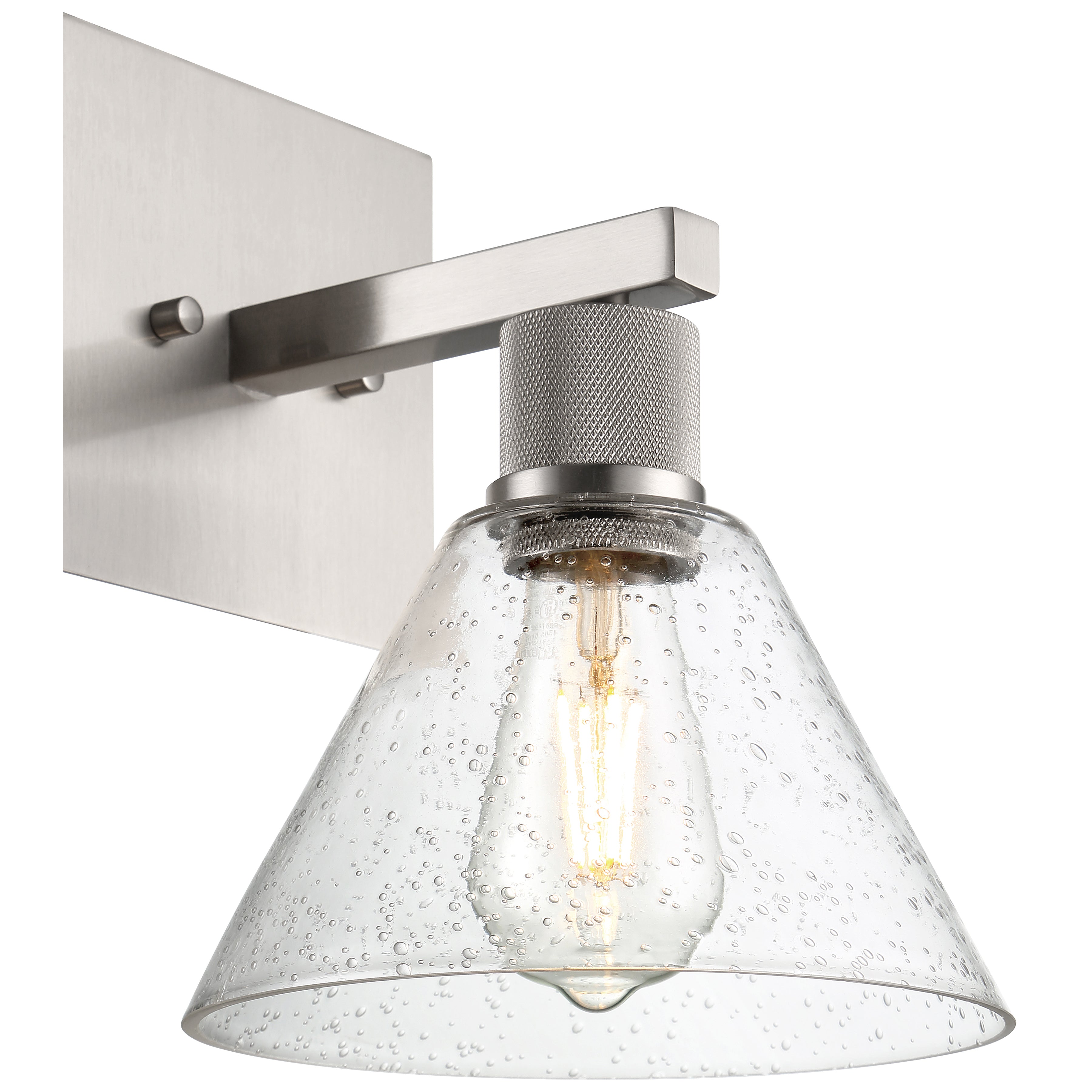 Port Nine Martini LED Wall Sconce, Brushed Steel / Seeded Glass / 7W