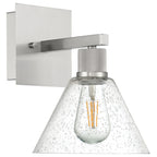 Port Nine Martini LED Wall Sconce, Brushed Steel / Seeded Glass / 7W