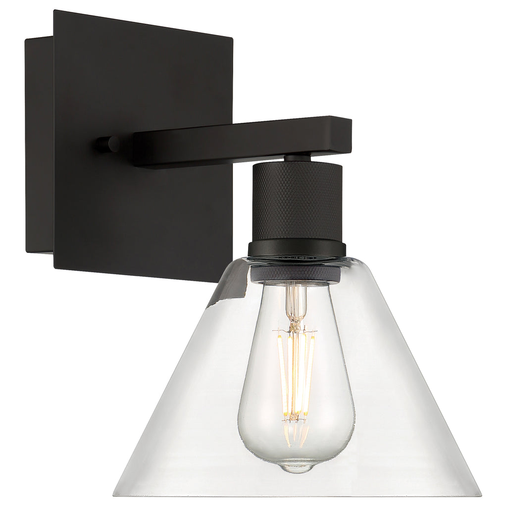 Port Nine Martini LED Wall Sconce, Matte Black / Clear Glass / 7W