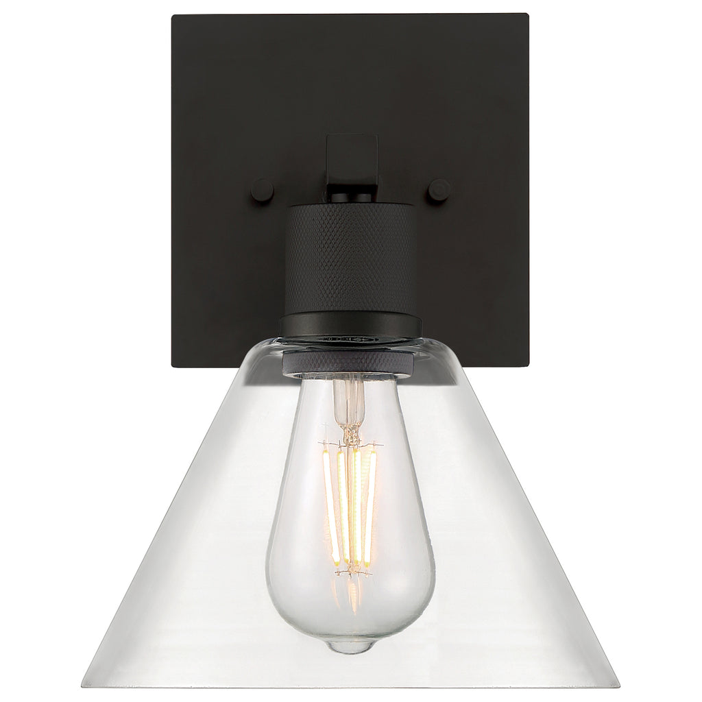Port Nine Martini LED Wall Sconce, Matte Black / Clear Glass / 7W