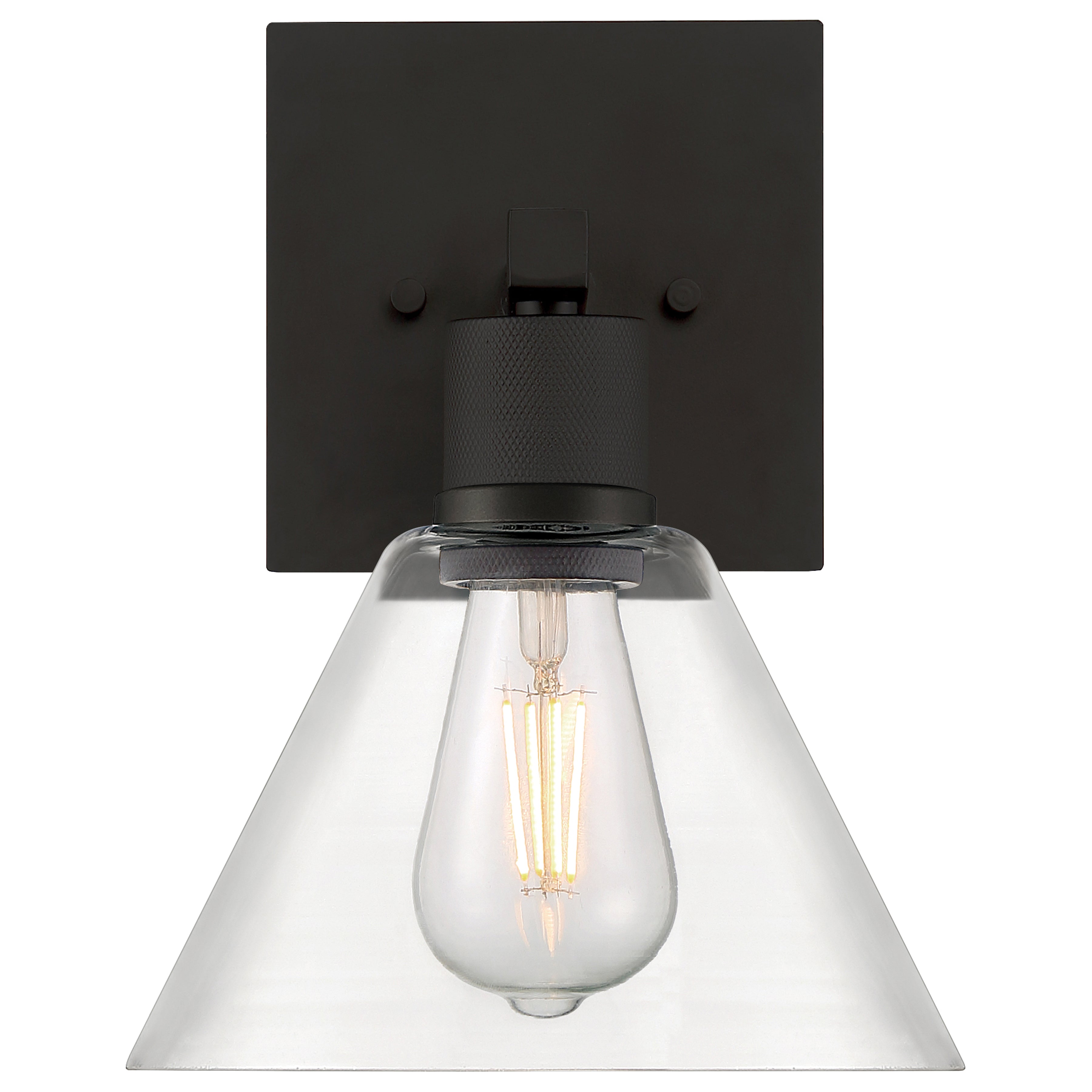 Port Nine Martini LED Wall Sconce, Matte Black / Clear Glass / 7W