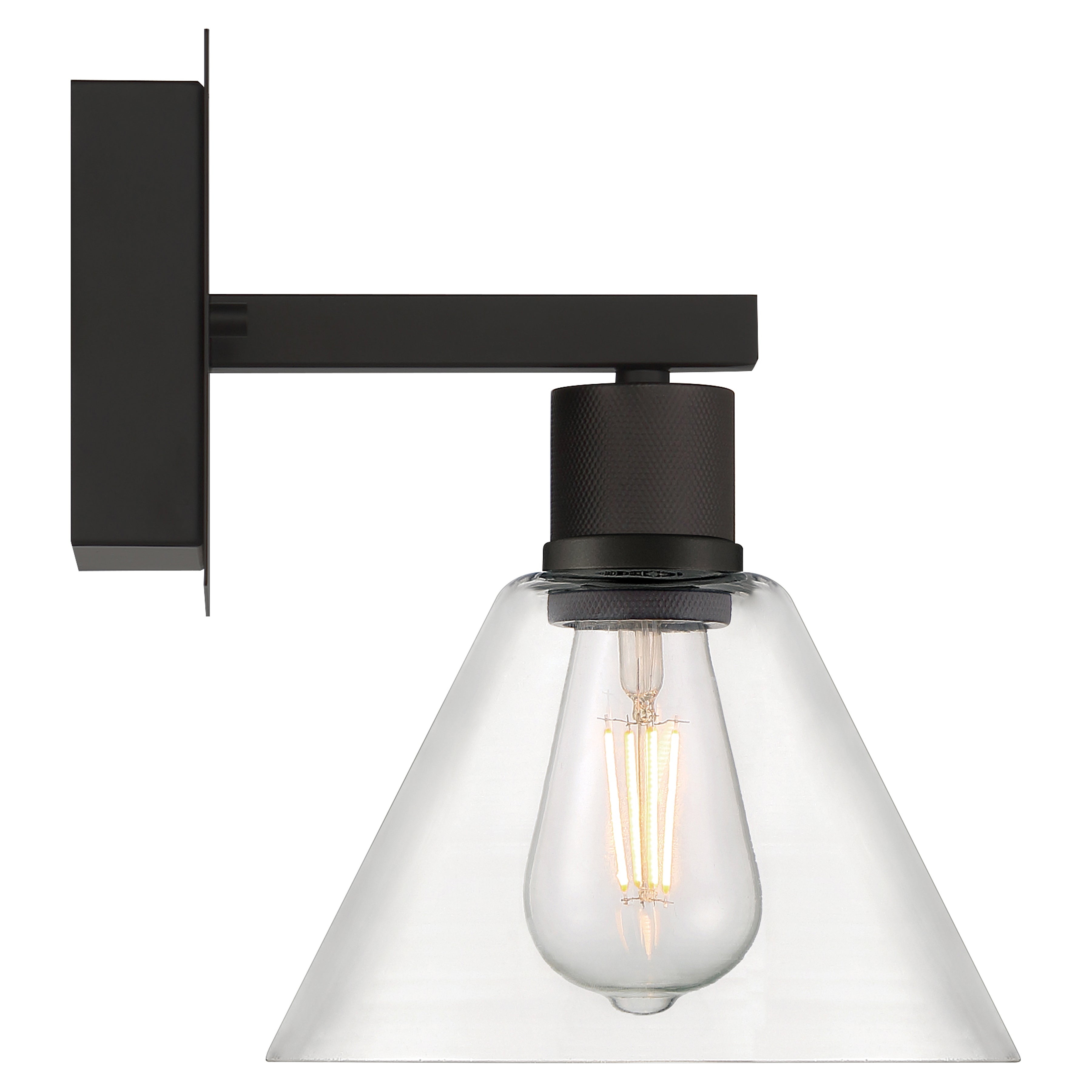 Port Nine Martini LED Wall Sconce, Matte Black / Clear Glass / 7W