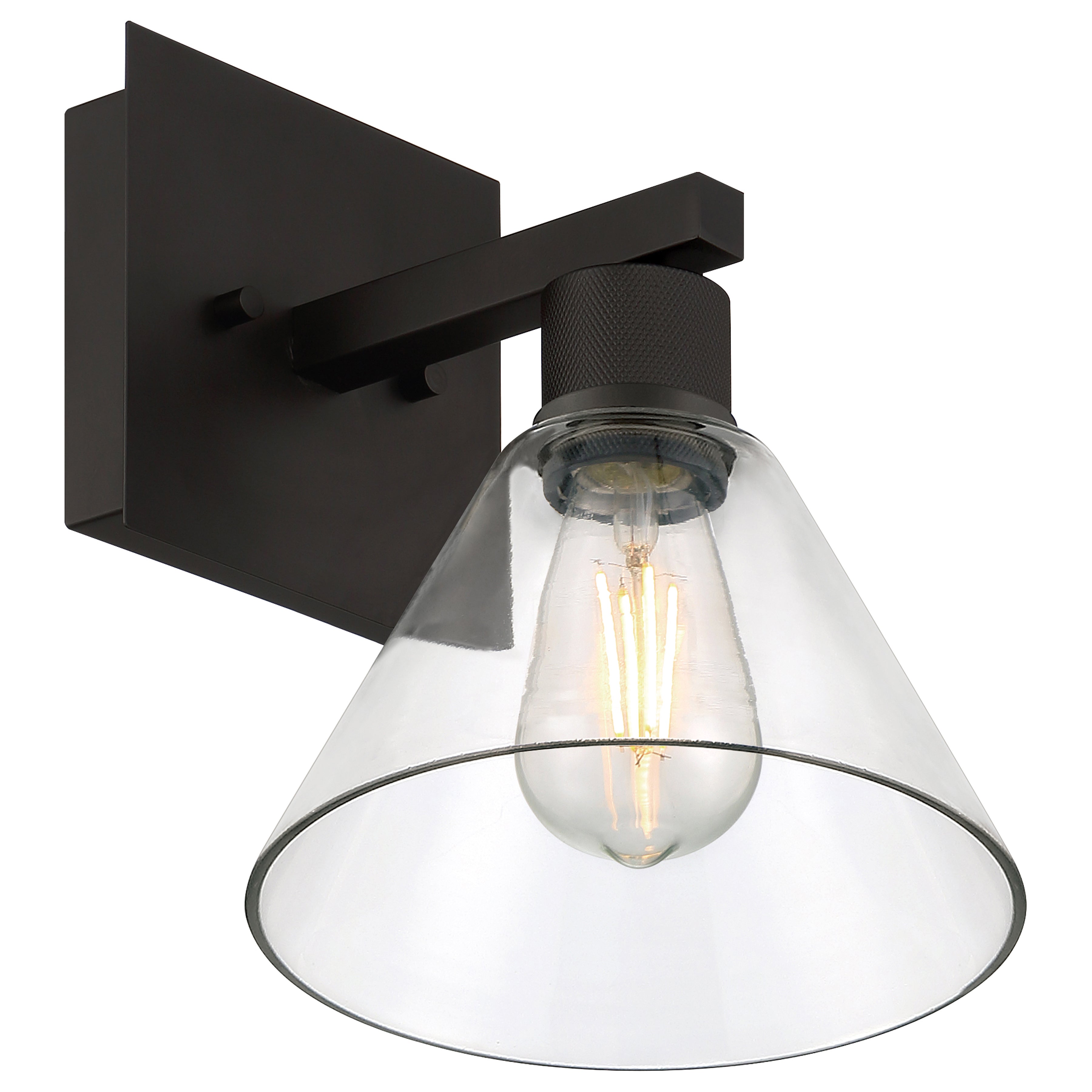 Port Nine Martini LED Wall Sconce, Matte Black / Clear Glass / 7W
