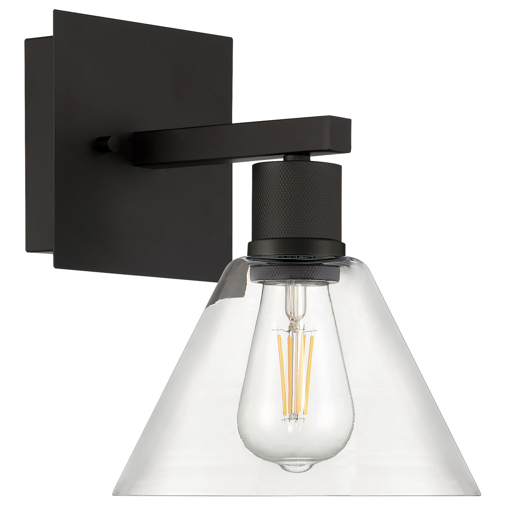 Port Nine Martini LED Wall Sconce, Matte Black / Clear Glass / 7W