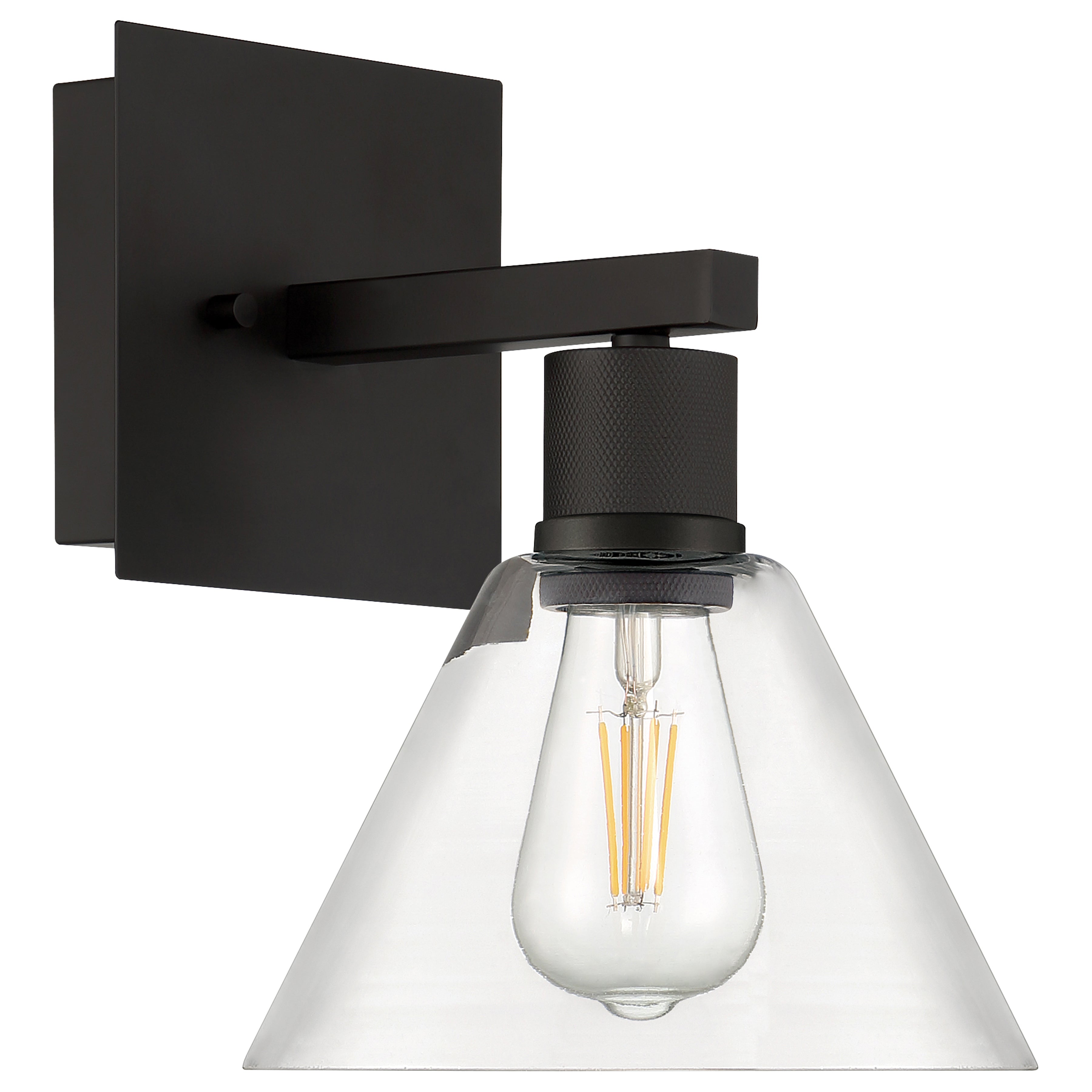 Port Nine Martini LED Wall Sconce, Matte Black / Clear Glass / 7W