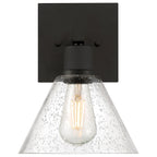 Port Nine Martini LED Wall Sconce, Matte Black / Seeded Glass / 7W