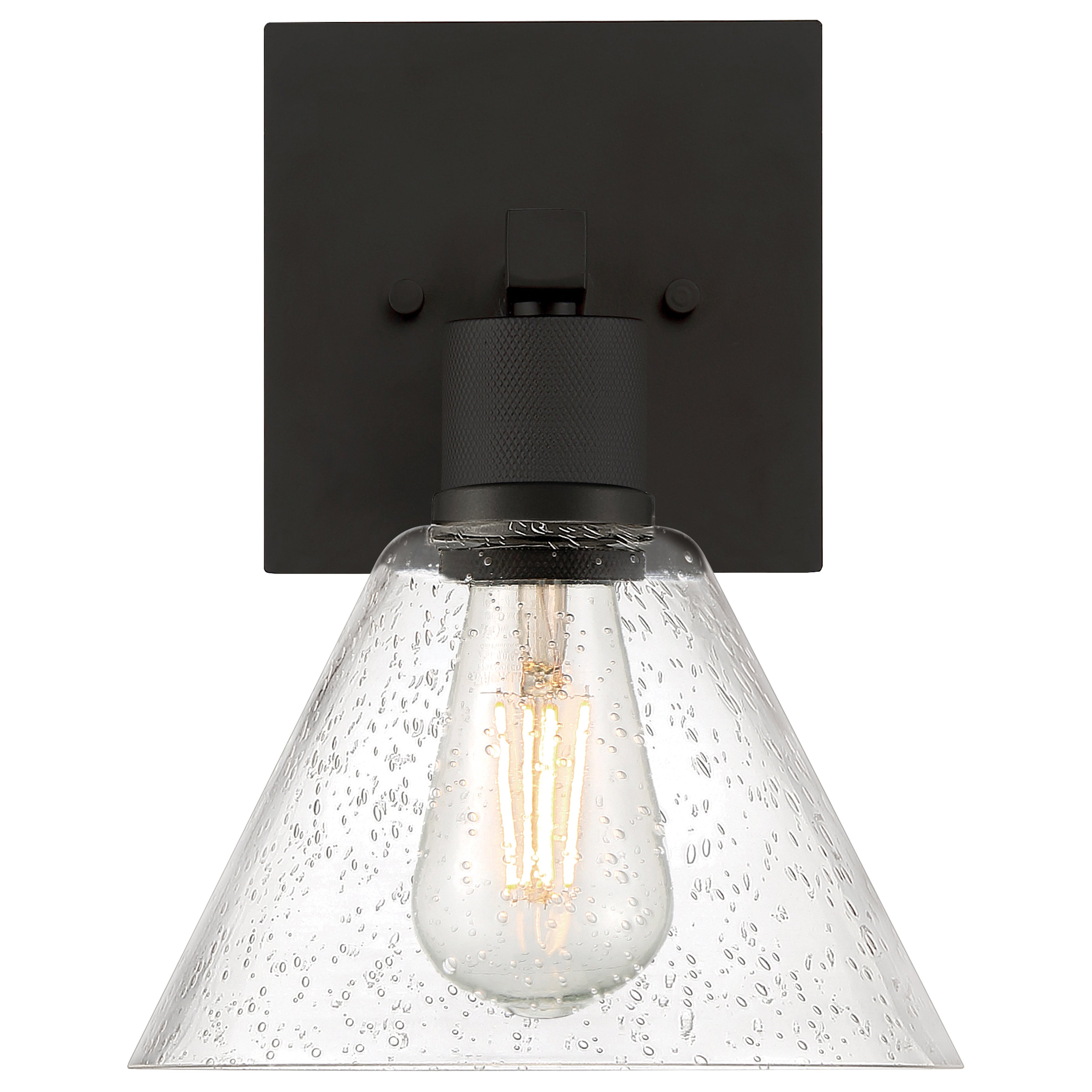 Port Nine Martini LED Wall Sconce, Matte Black / Seeded Glass / 7W