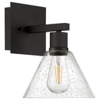 Port Nine Martini LED Wall Sconce, Matte Black / Seeded Glass / 7W
