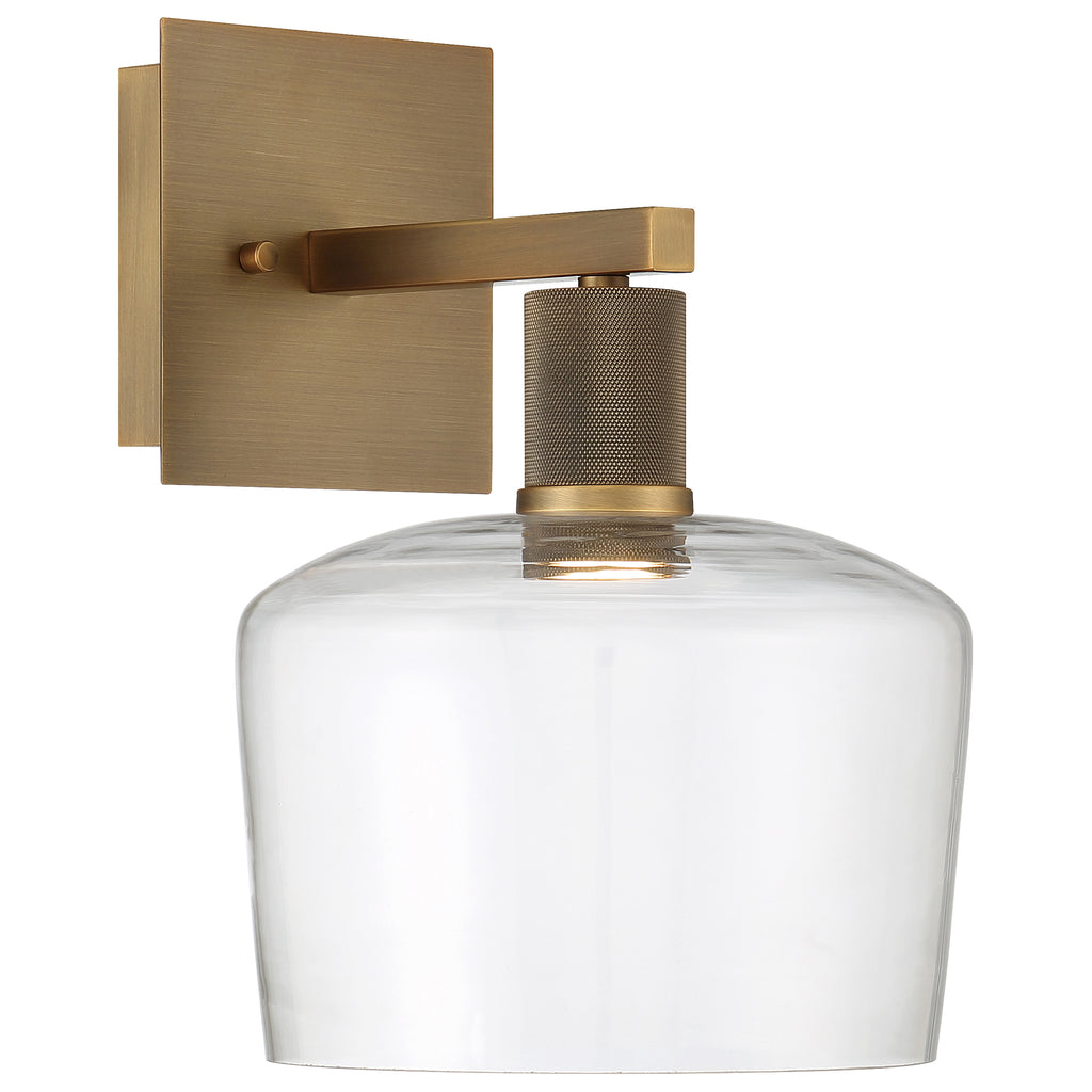 Port Nine Chardonnay LED Wall Sconce, Antique Brushed Brass / Clear Glass / 9W