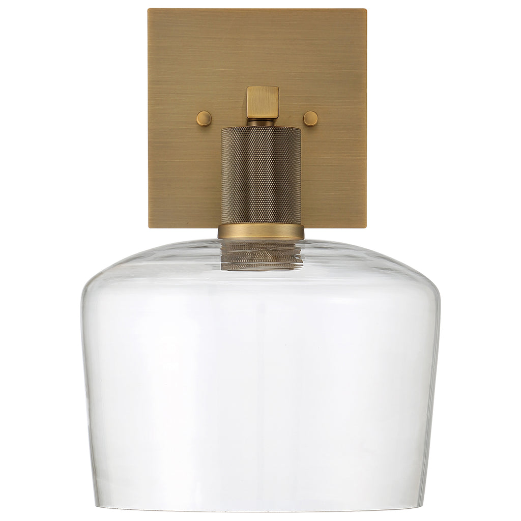Port Nine Chardonnay LED Wall Sconce, Antique Brushed Brass / Clear Glass / 9W