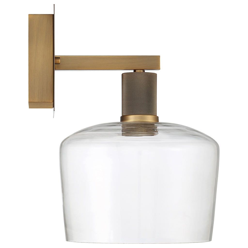 Port Nine Chardonnay LED Wall Sconce, Antique Brushed Brass / Clear Glass / 9W