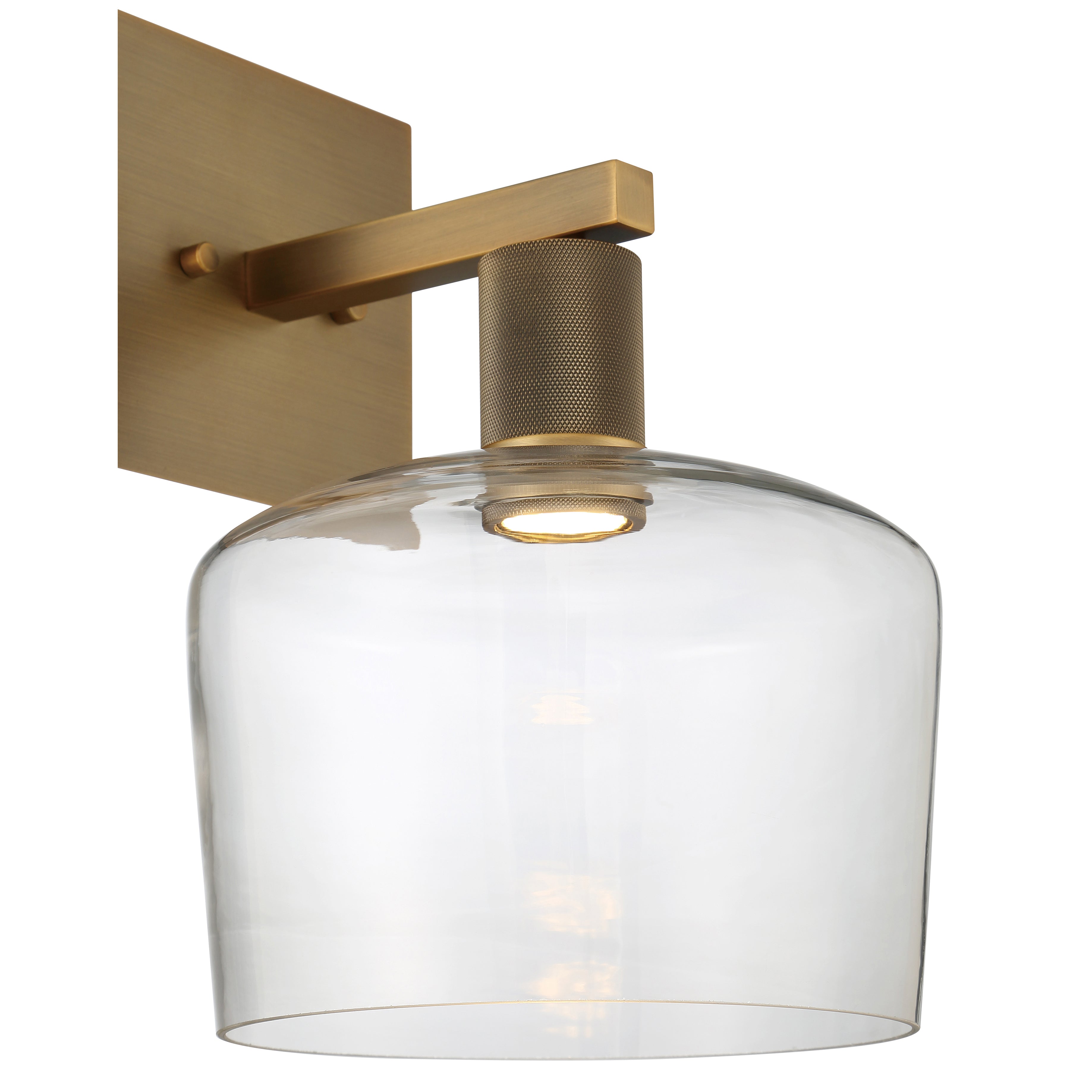 Port Nine Chardonnay LED Wall Sconce, Antique Brushed Brass / Clear Glass / 9W