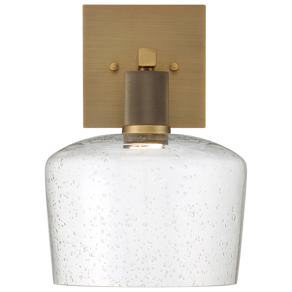 Port Nine Chardonnay LED Wall Sconce, Antique Brushed Brass / Seeded Glass / 9W