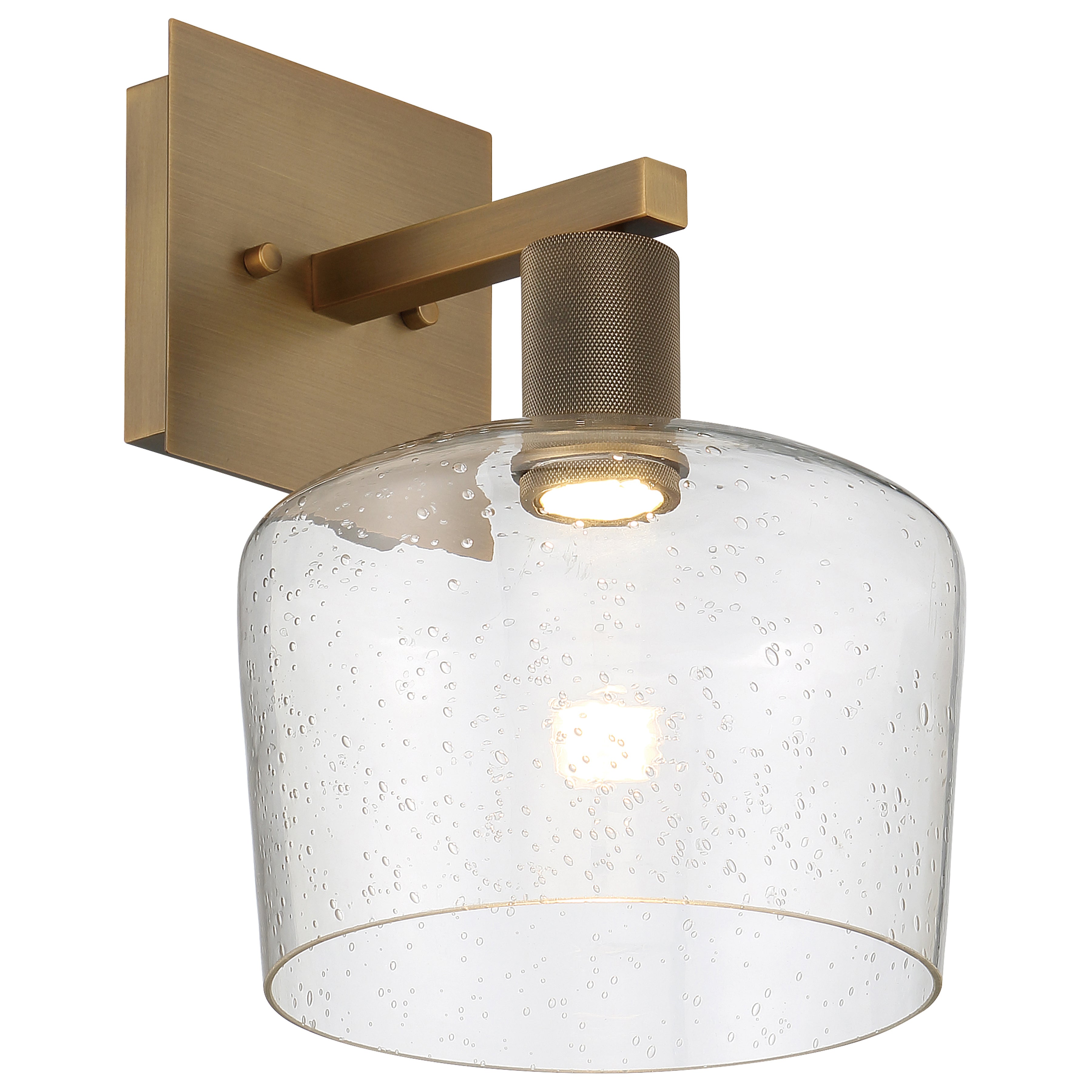 Port Nine Chardonnay LED Wall Sconce, Antique Brushed Brass / Seeded Glass / 9W