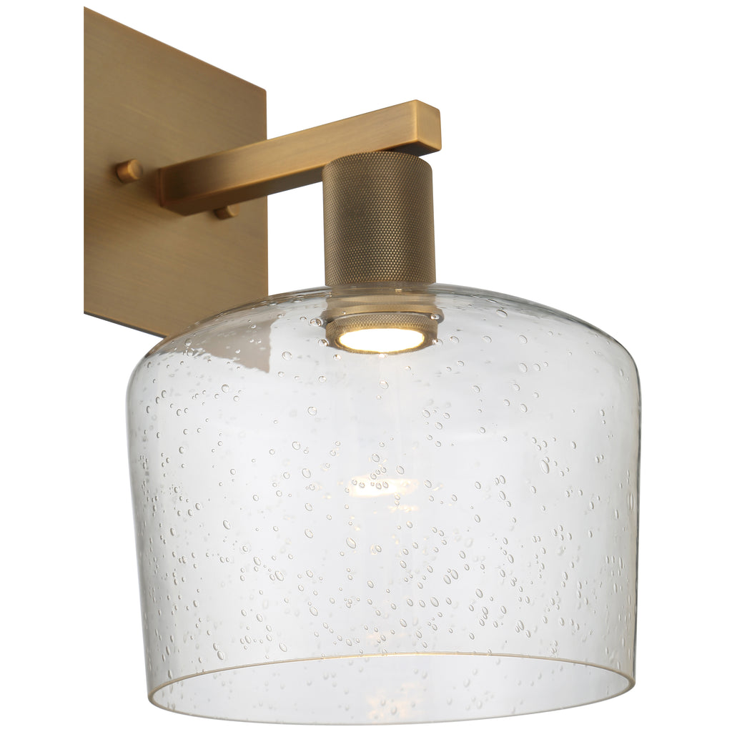 Port Nine Chardonnay LED Wall Sconce, Antique Brushed Brass / Seeded Glass / 9W
