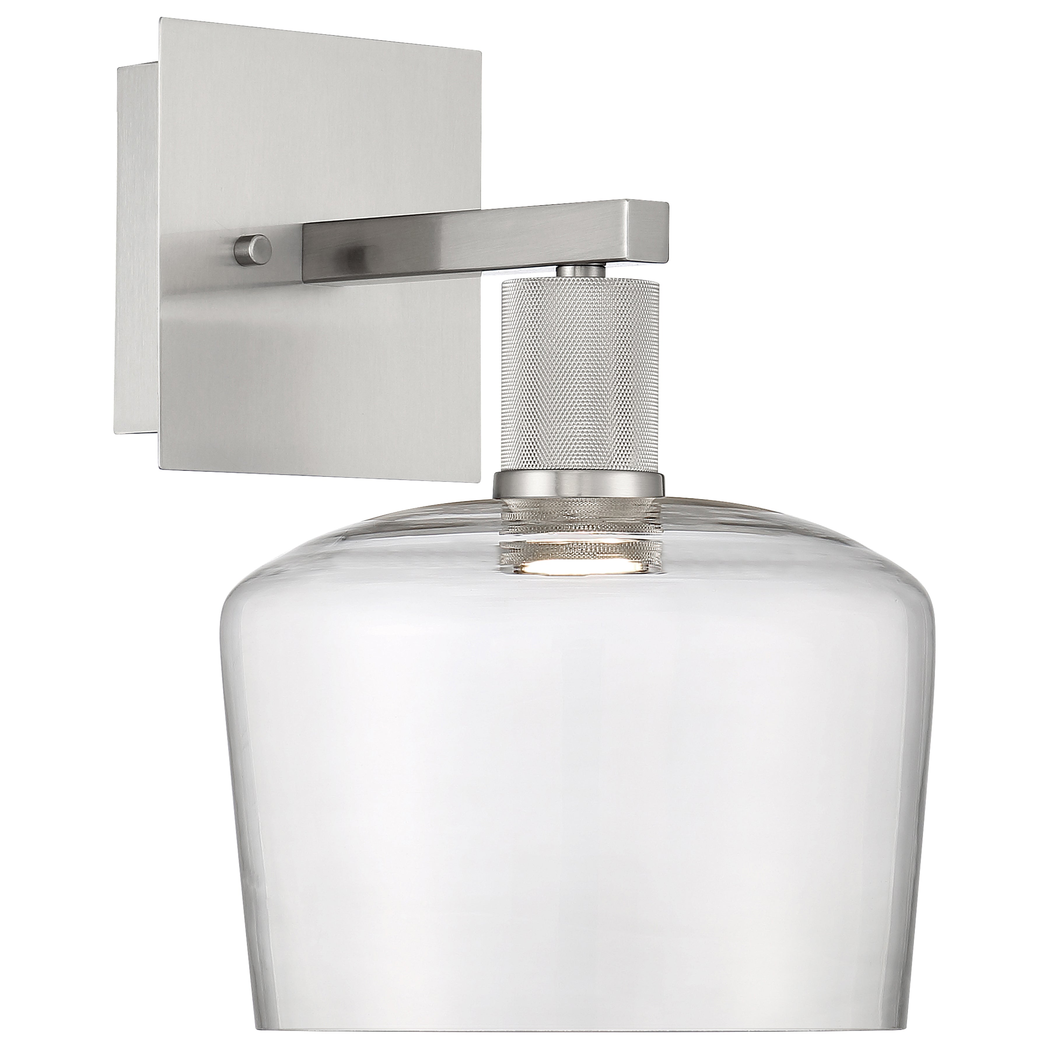 Port Nine Chardonnay LED Wall Sconce, Brushed Steel / Clear Glass / 9W
