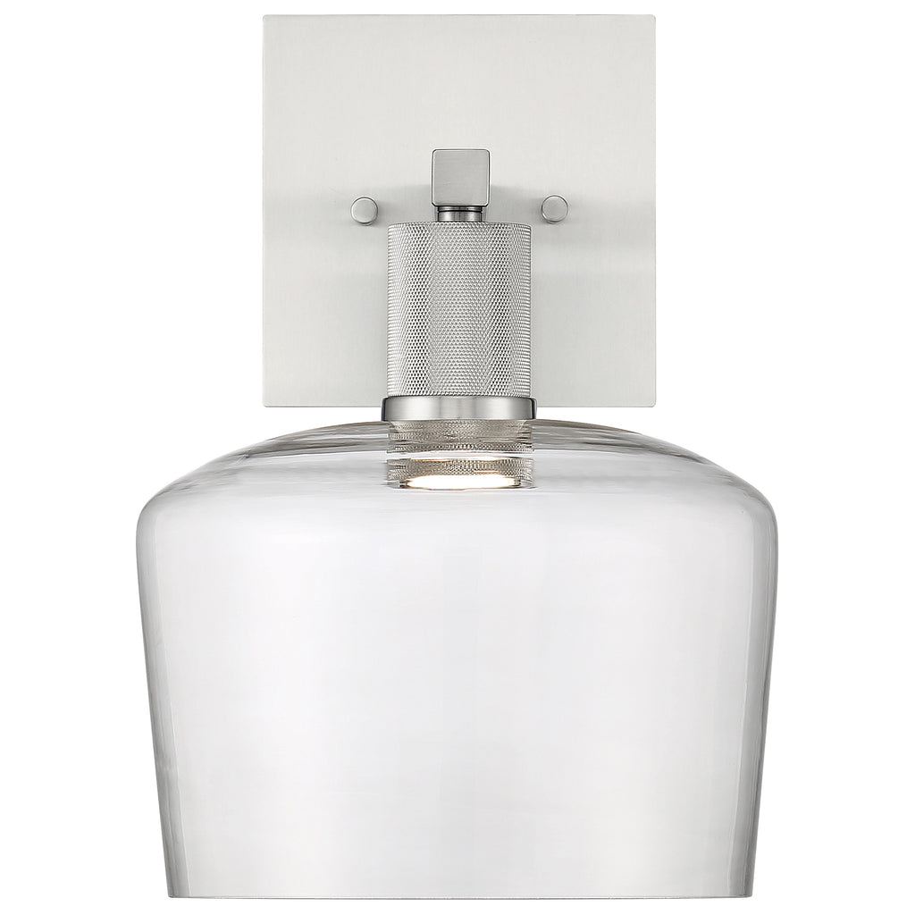 Port Nine Chardonnay LED Wall Sconce, Brushed Steel / Clear Glass / 9W