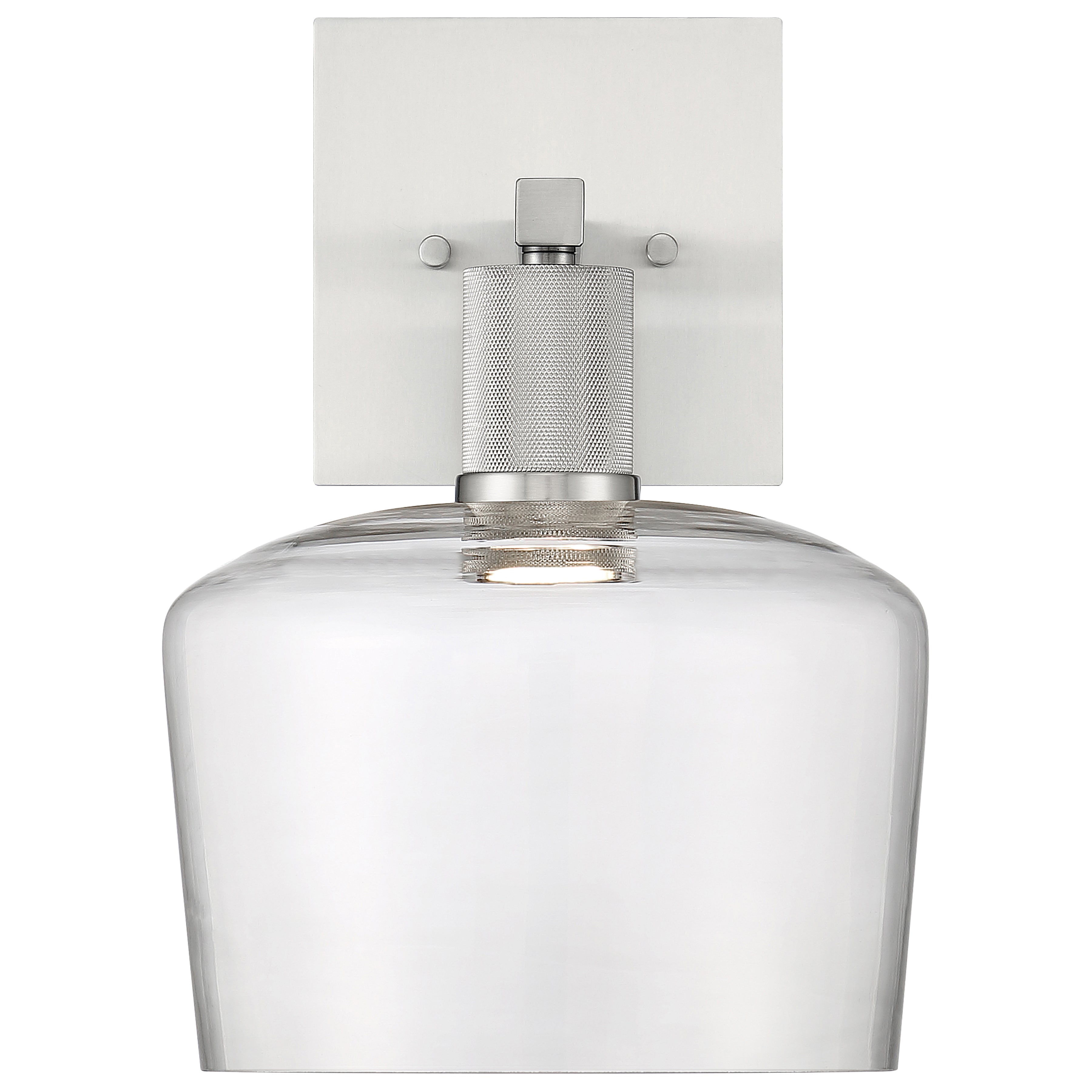 Port Nine Chardonnay LED Wall Sconce, Brushed Steel / Clear Glass / 9W