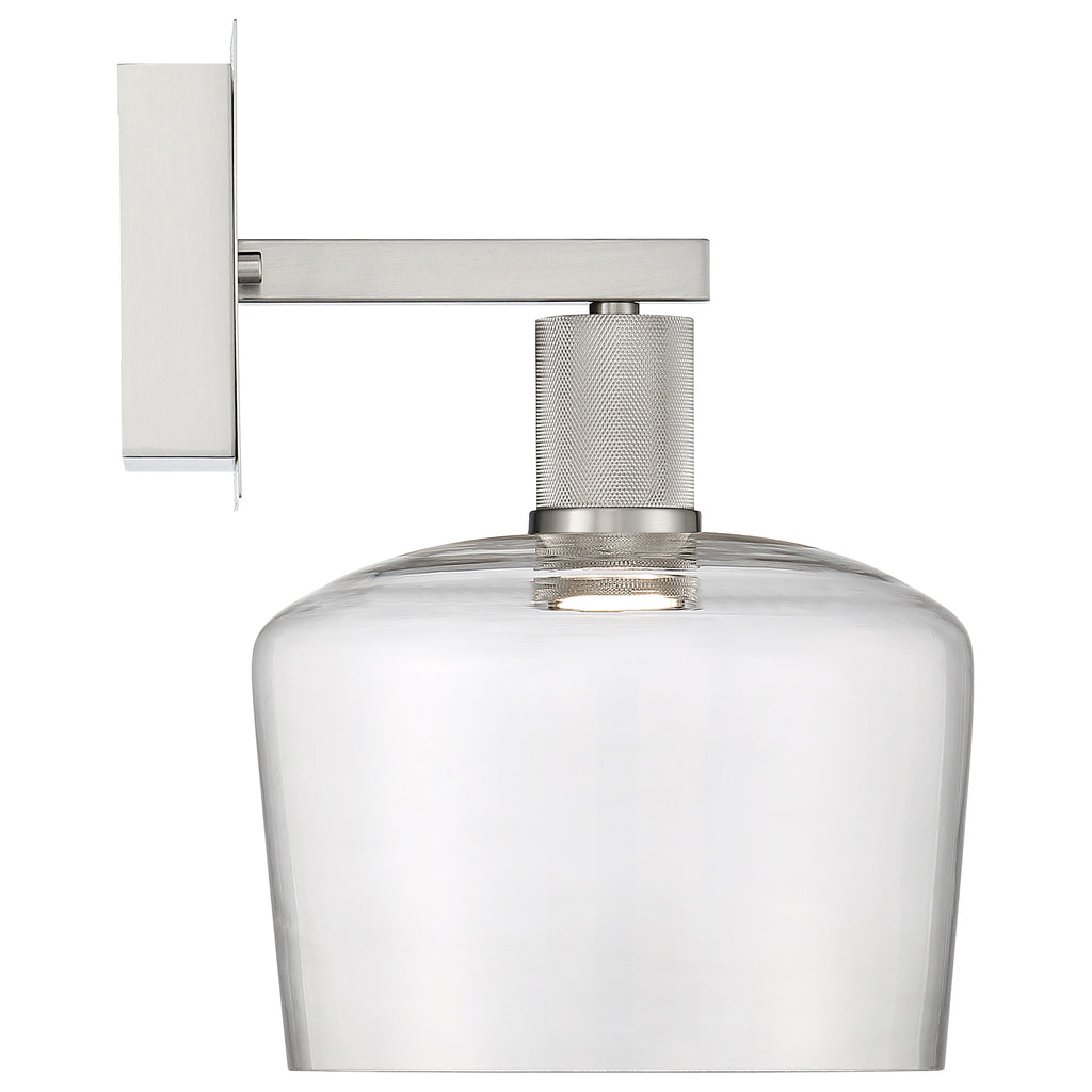 Port Nine Chardonnay LED Wall Sconce, Brushed Steel / Clear Glass / 9W