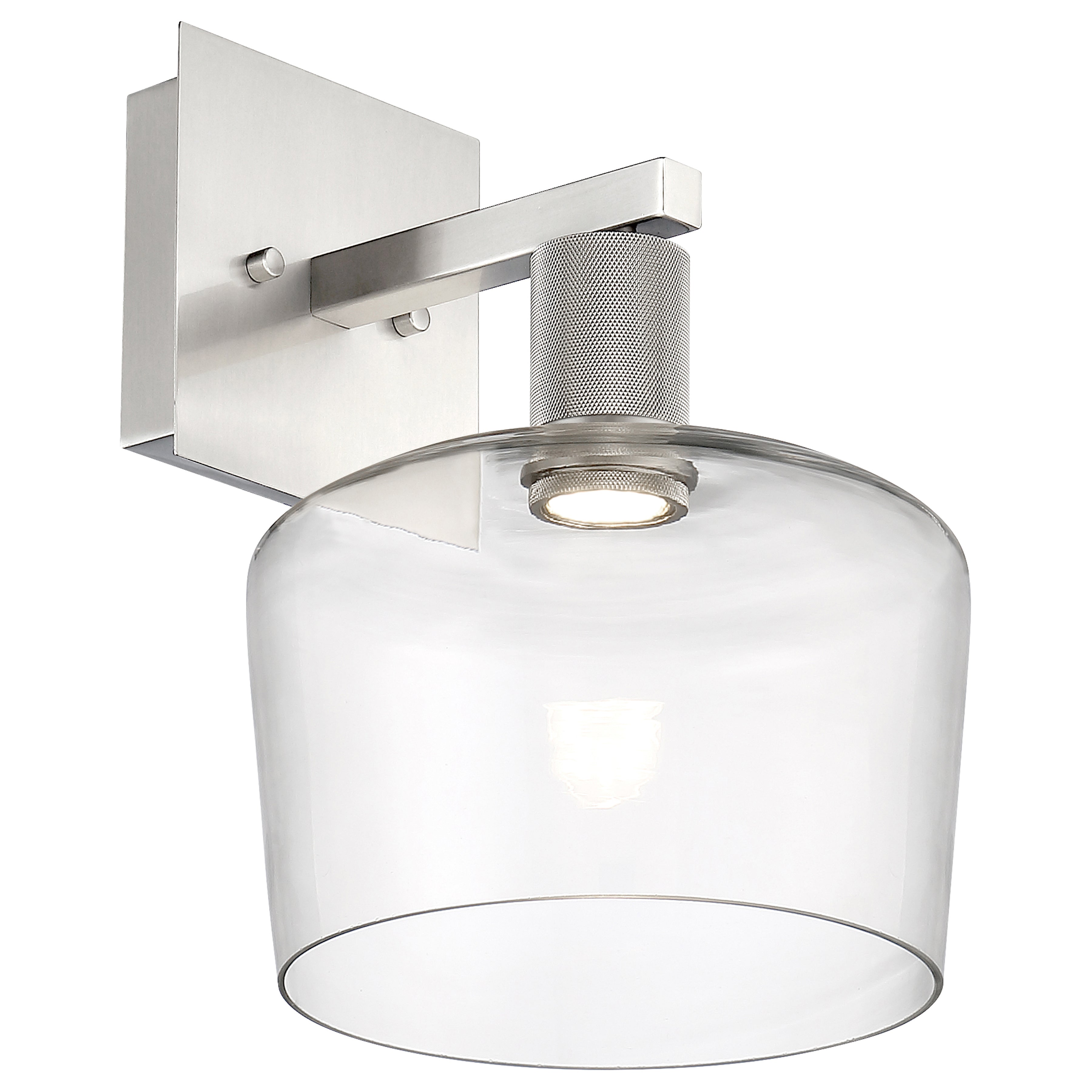 Port Nine Chardonnay LED Wall Sconce, Brushed Steel / Clear Glass / 9W