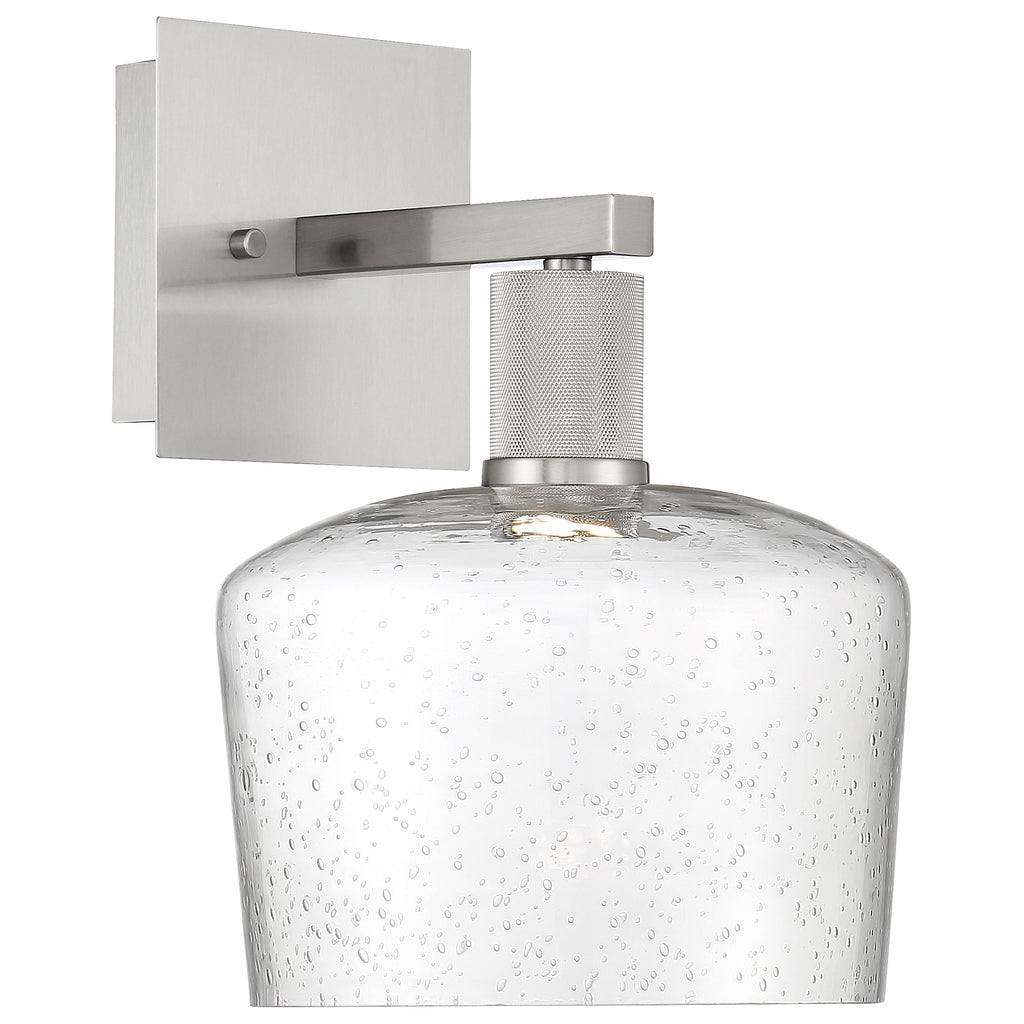 Port Nine Chardonnay LED Wall Sconce, Brushed Steel / Seeded Glass / 9W