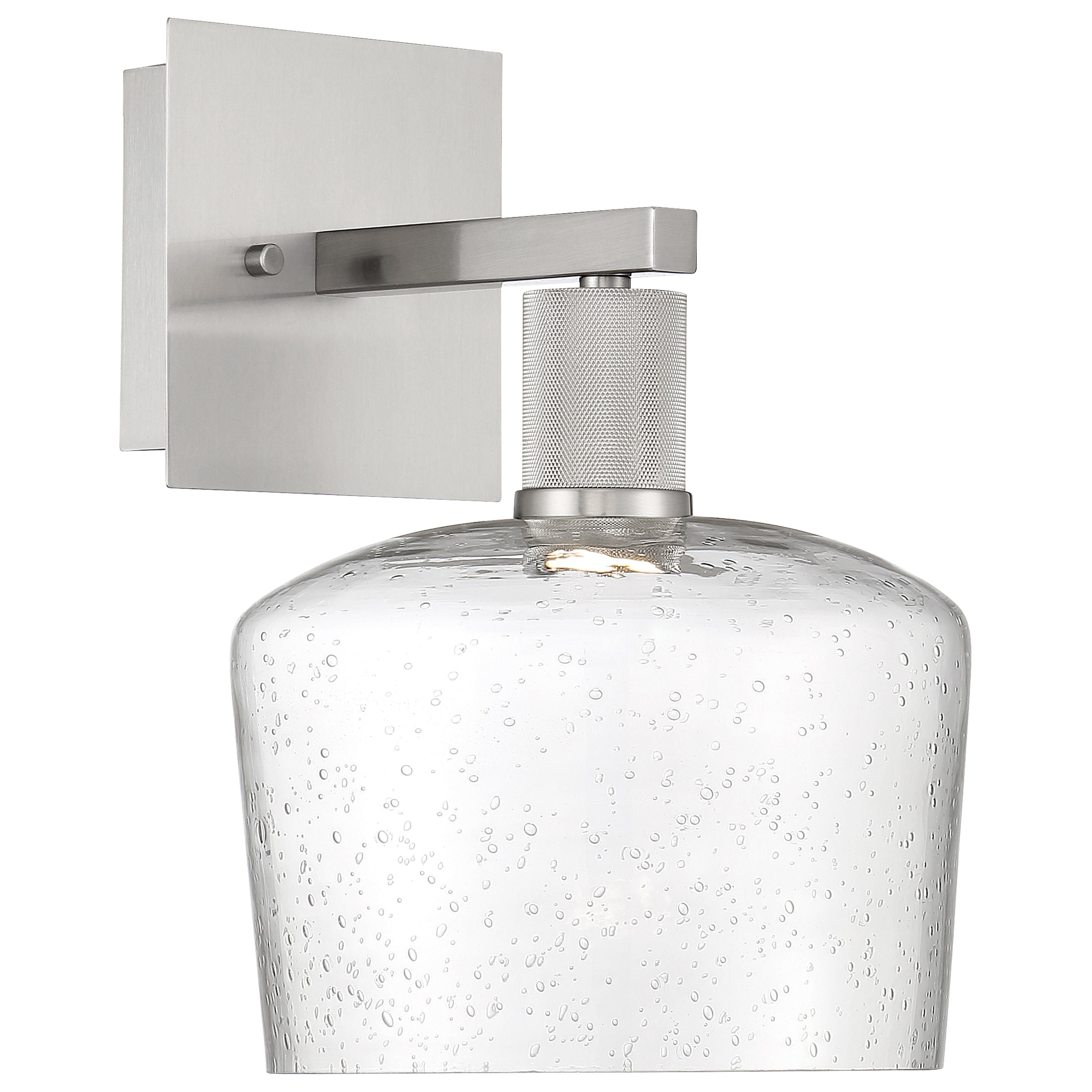 Port Nine Chardonnay LED Wall Sconce, Brushed Steel / Seeded Glass / 9W