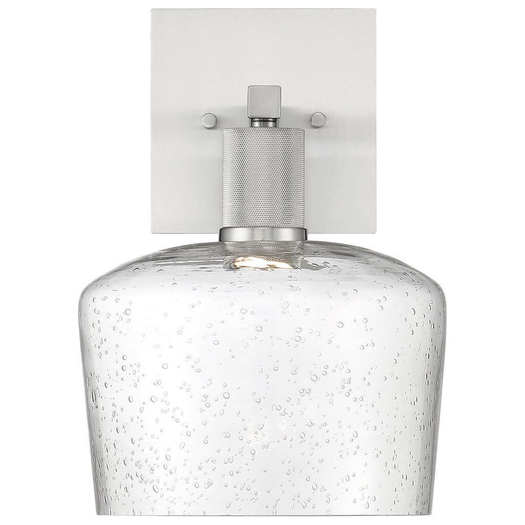 Port Nine Chardonnay LED Wall Sconce, Brushed Steel / Seeded Glass / 9W