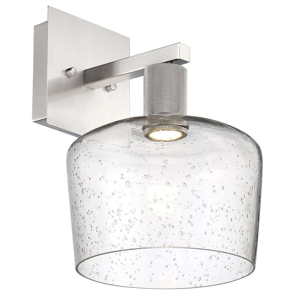 Port Nine Chardonnay LED Wall Sconce, Brushed Steel / Seeded Glass / 9W