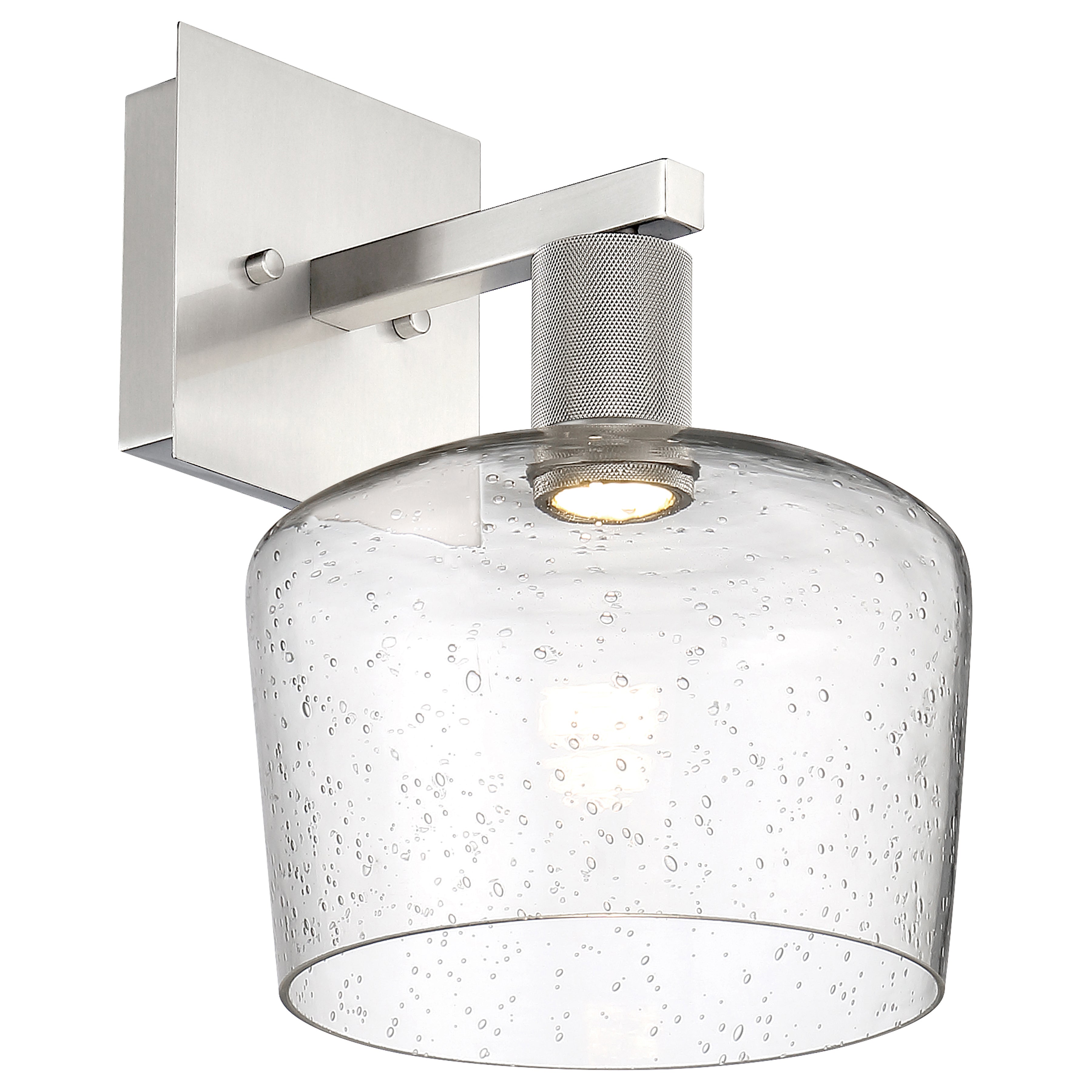 Port Nine Chardonnay LED Wall Sconce, Brushed Steel / Seeded Glass / 9W