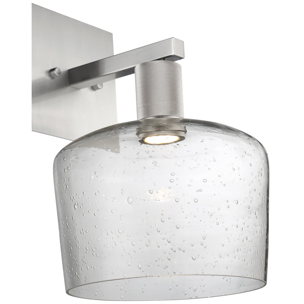 Port Nine Chardonnay LED Wall Sconce, Brushed Steel / Seeded Glass / 9W