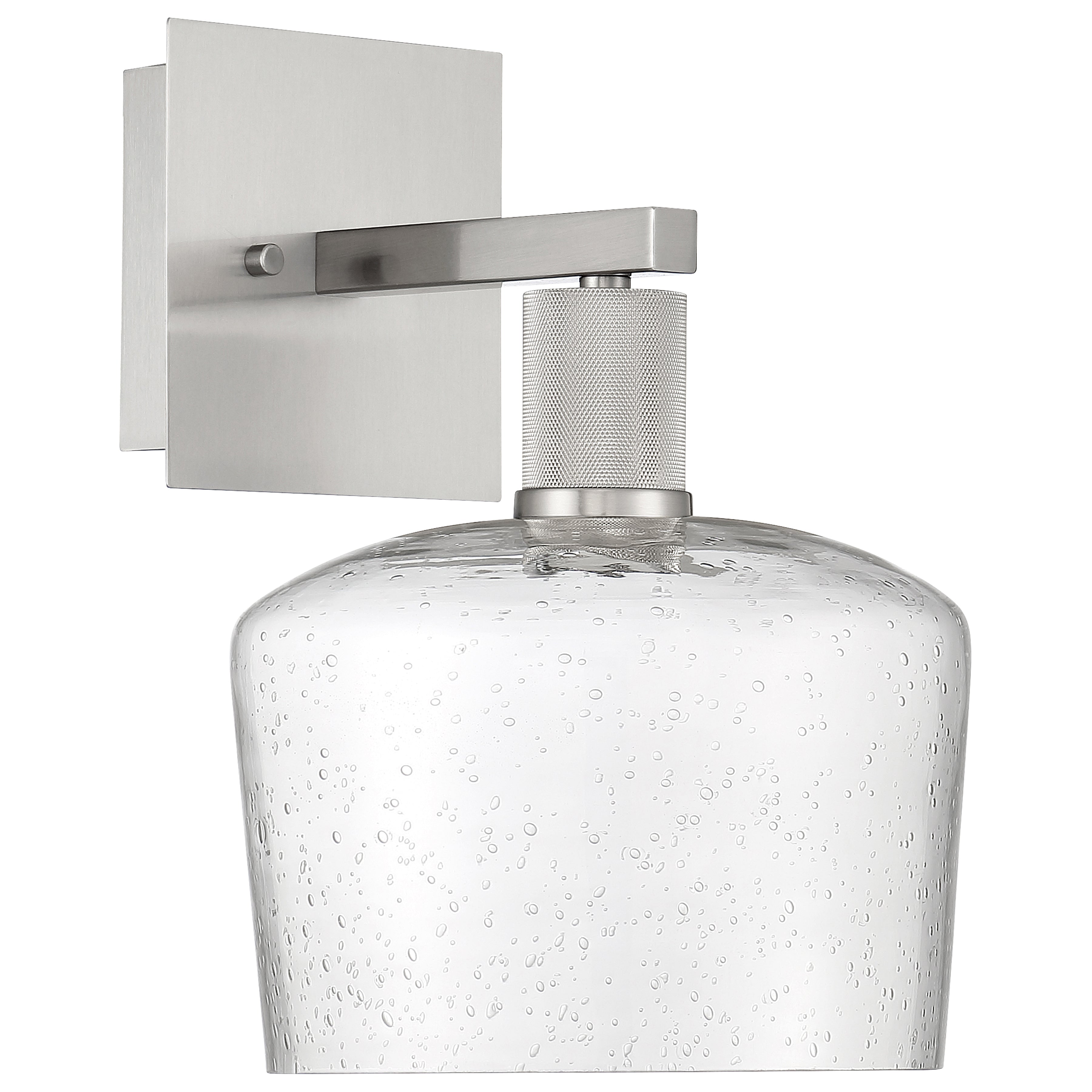 Port Nine Chardonnay LED Wall Sconce, Brushed Steel / Seeded Glass / 9W
