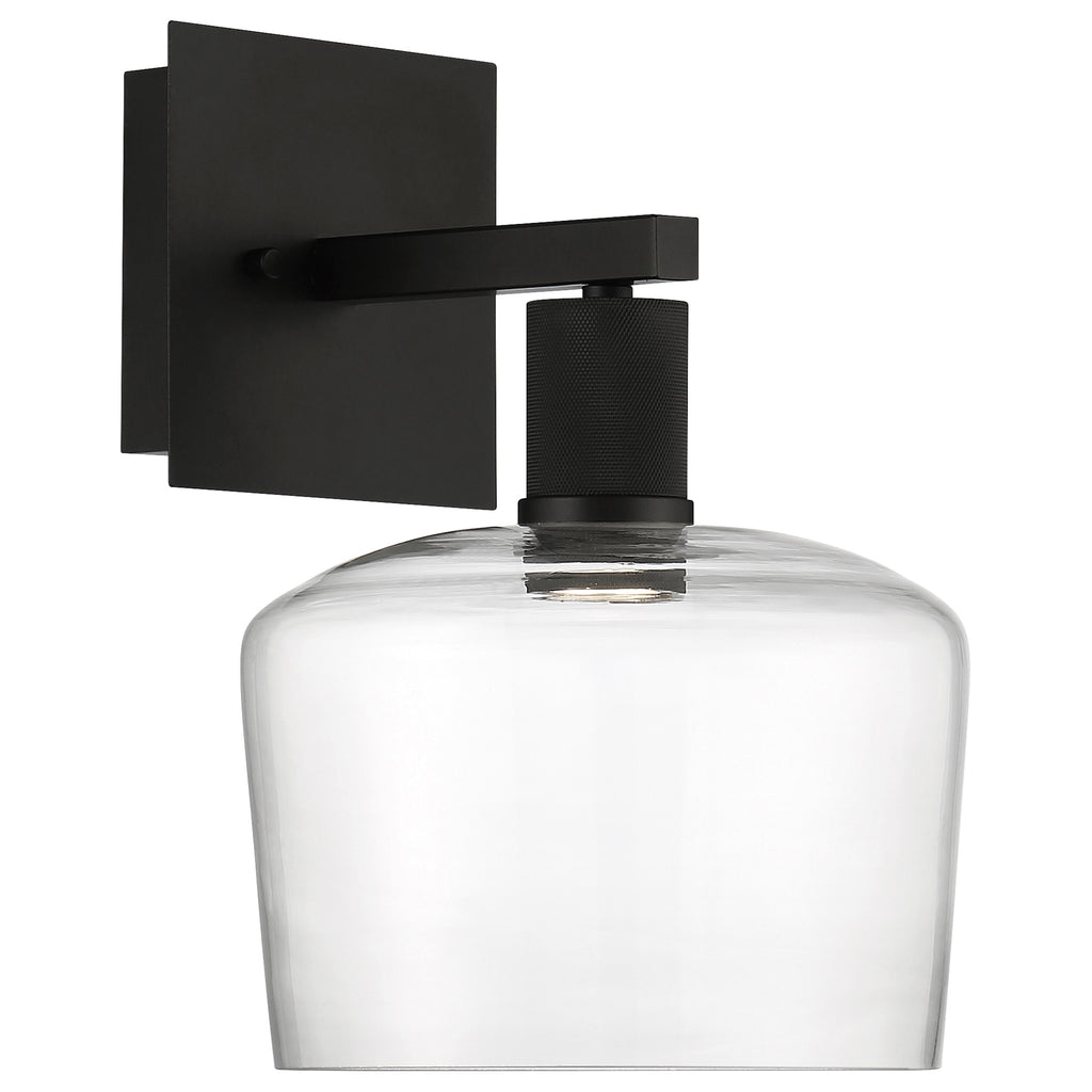 Port Nine Chardonnay LED Wall Sconce, Matte Black / Clear Glass / 9W