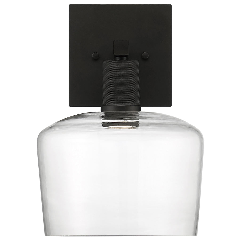 Port Nine Chardonnay LED Wall Sconce, Matte Black / Clear Glass / 9W