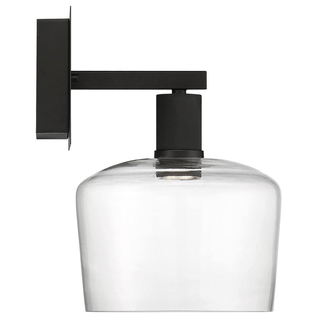 Port Nine Chardonnay LED Wall Sconce, Matte Black / Clear Glass / 9W