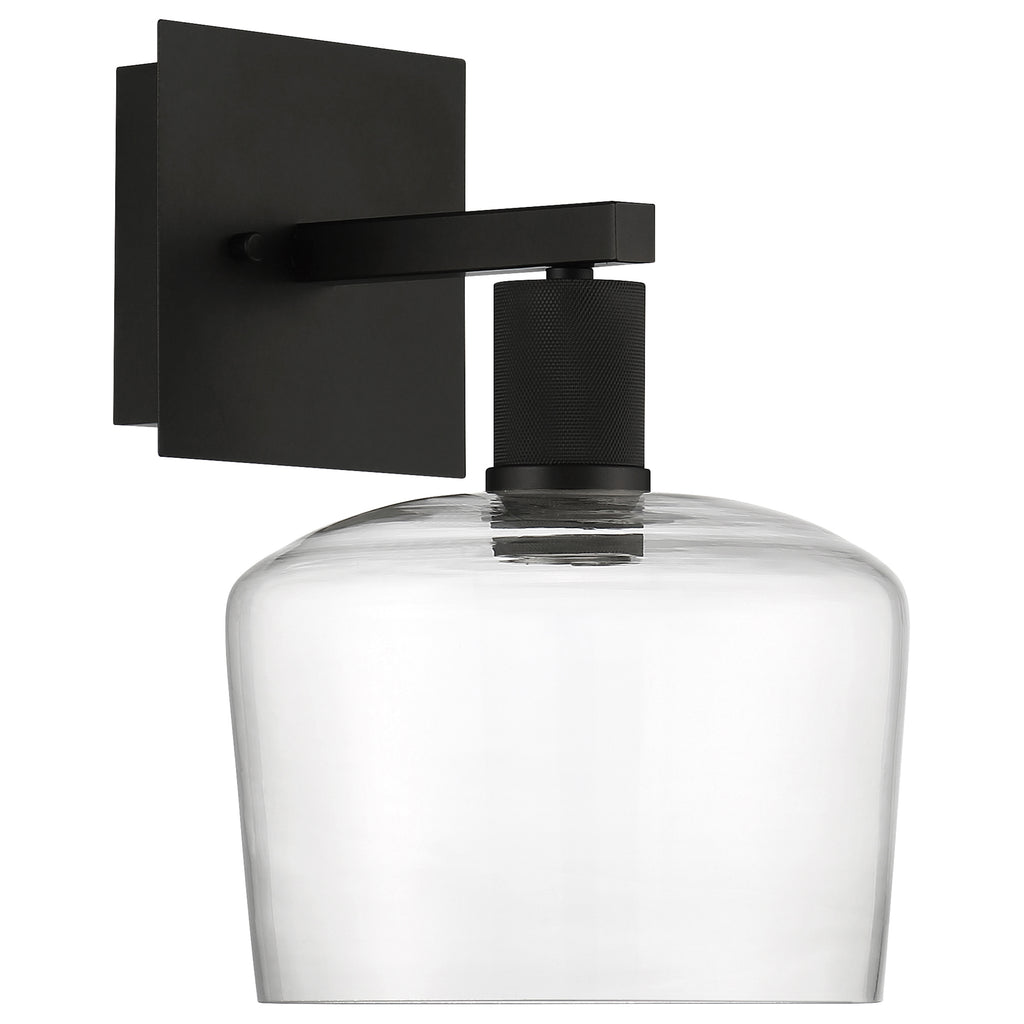 Port Nine Chardonnay LED Wall Sconce, Matte Black / Clear Glass / 9W
