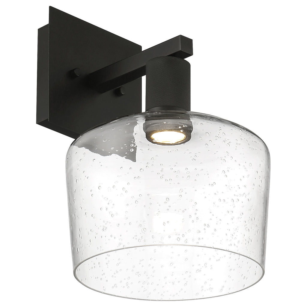 Port Nine Chardonnay LED Wall Sconce, Matte Black / Seeded Glass / 9W