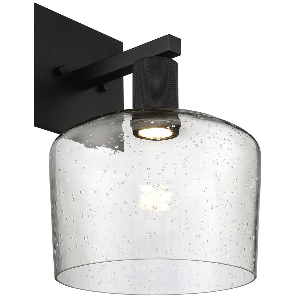 Port Nine Chardonnay LED Wall Sconce, Matte Black / Seeded Glass / 9W