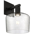 Port Nine Chardonnay LED Wall Sconce, Matte Black / Seeded Glass / 9W