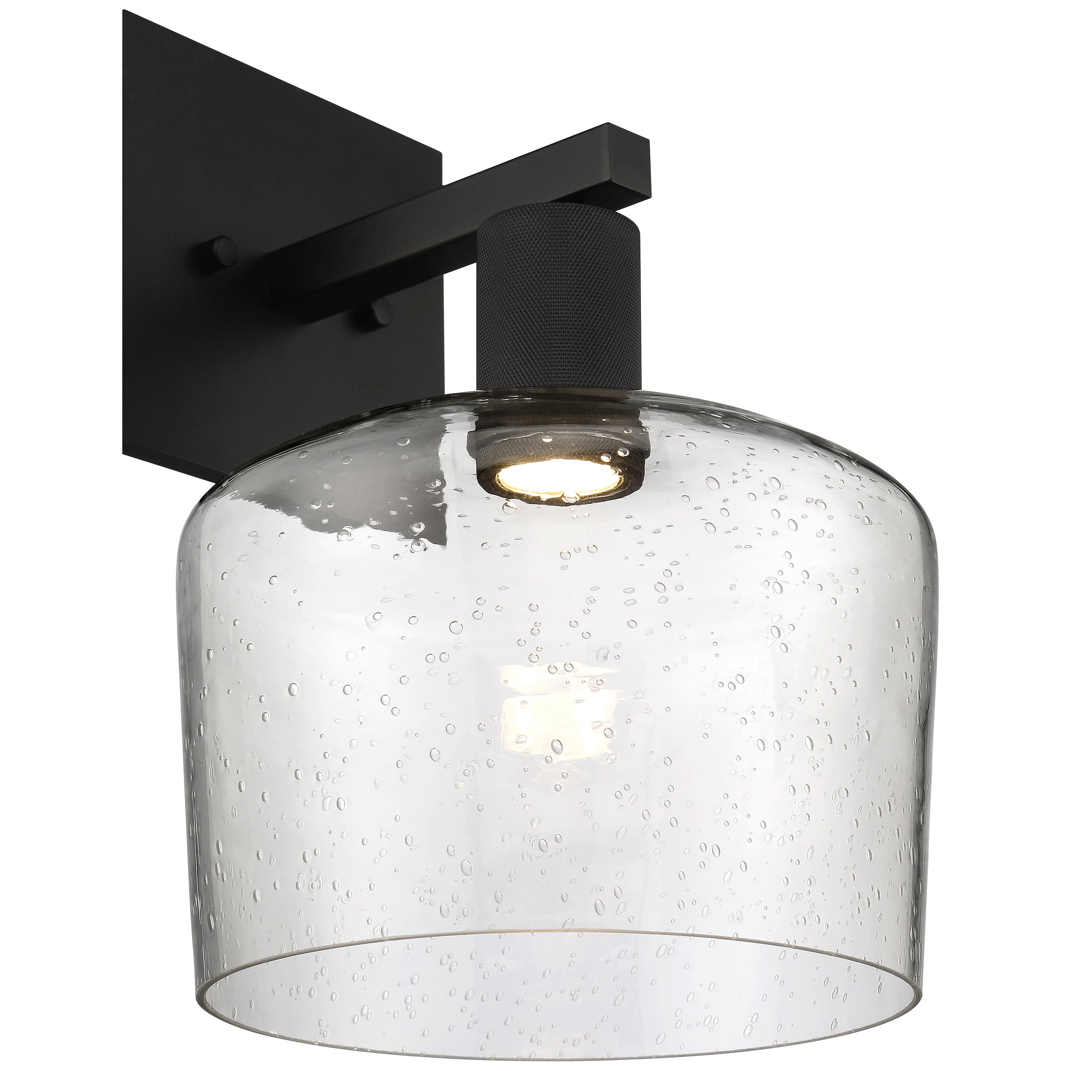 Port Nine Chardonnay LED Wall Sconce, Matte Black / Seeded Glass / 9W