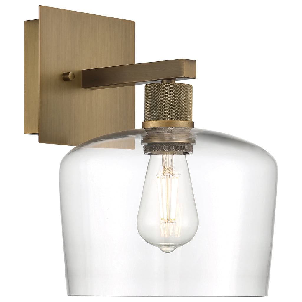 Port Nine Chardonnay LED Wall Sconce, Antique Brushed Brass / Clear Glass / 7W