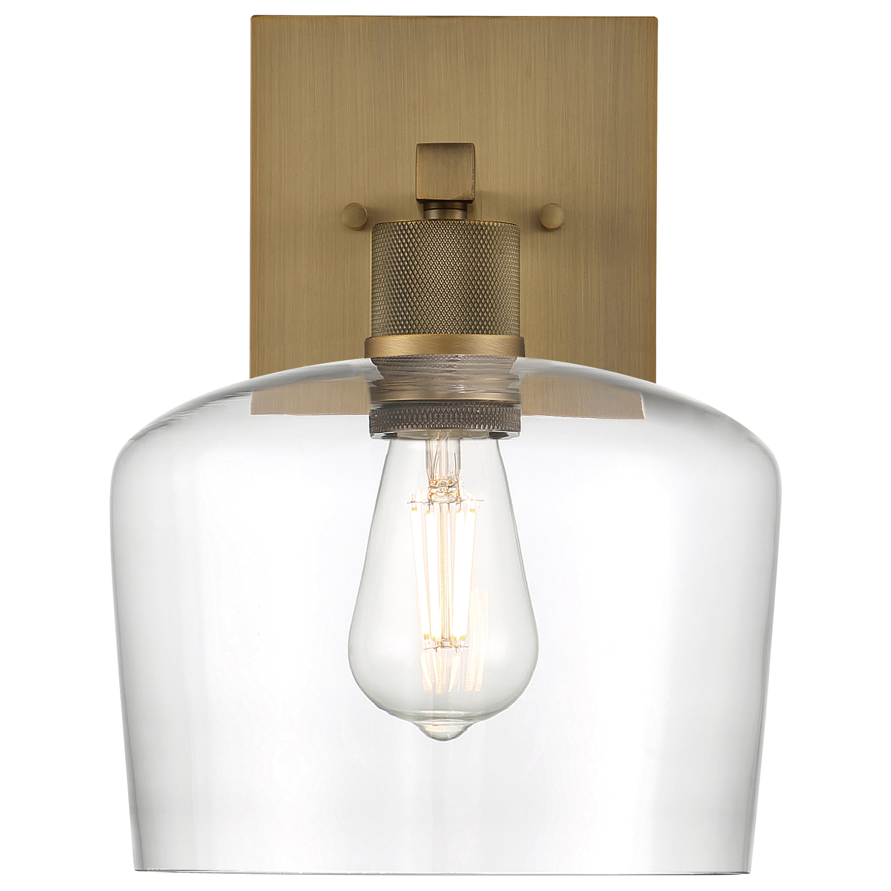 Port Nine Chardonnay LED Wall Sconce, Antique Brushed Brass / Clear Glass / 7W